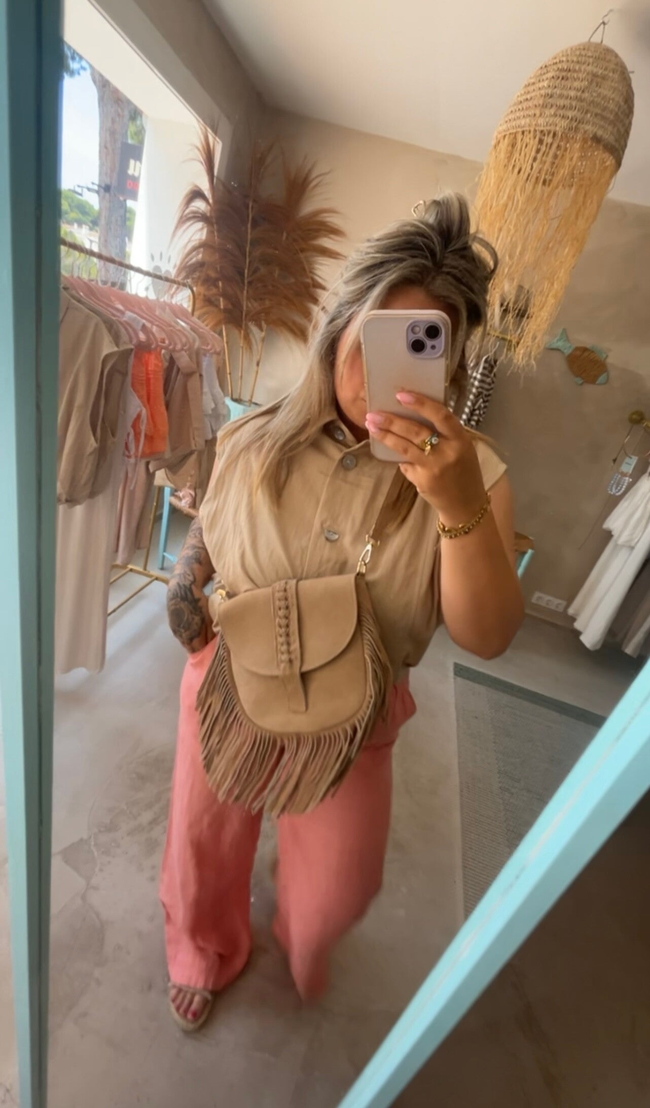 Linnen broek pink