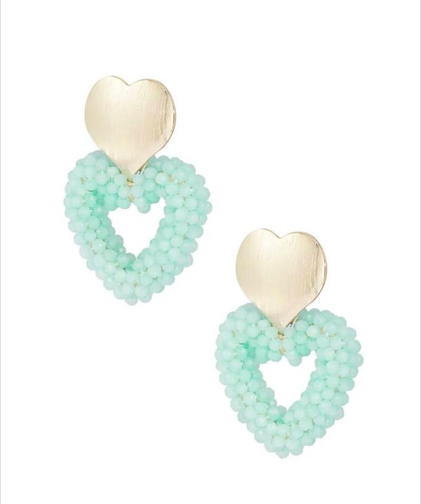 Turquoise heart gold earring