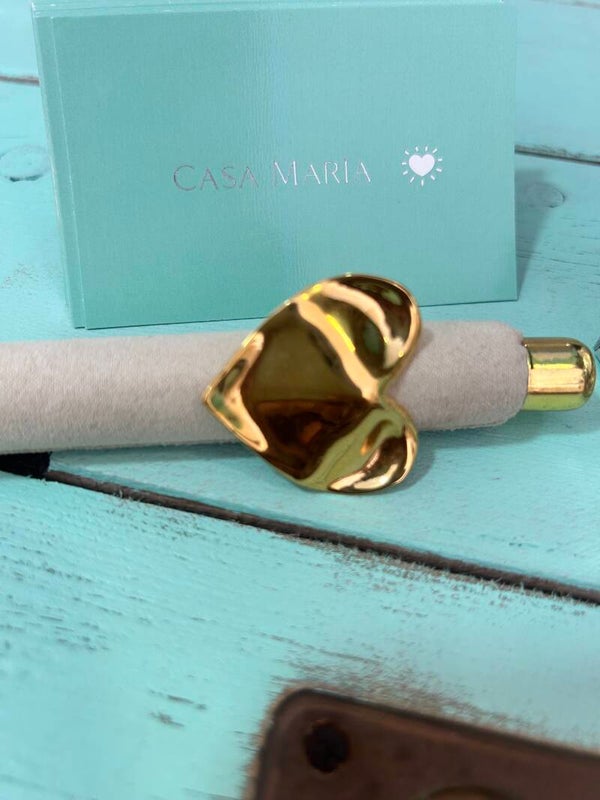 Big heart gold ring