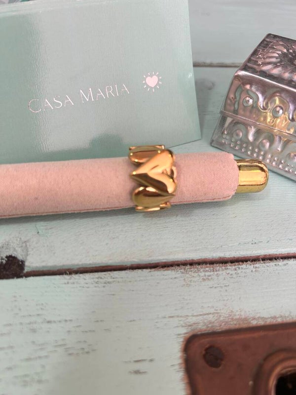 Double heart gold ring