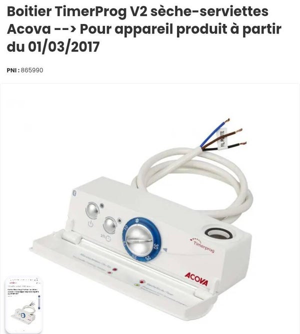 865990 boîtier timer prog V2 bluetooth Acova