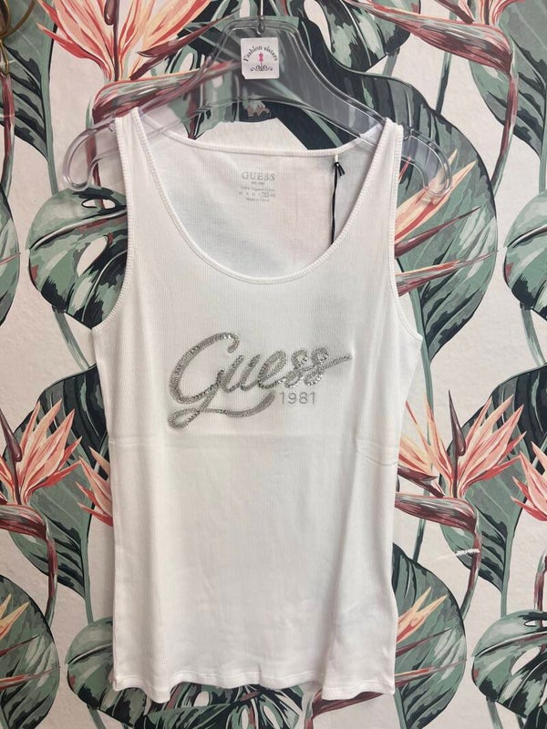 GUESS LOGO TANK TOP WHITE