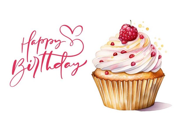 "Happy Birthday" Cupcake pink (A6 quer)
