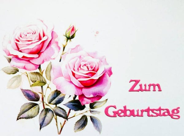 "Zum Geburtstag" Rose rosa (A6 quer)