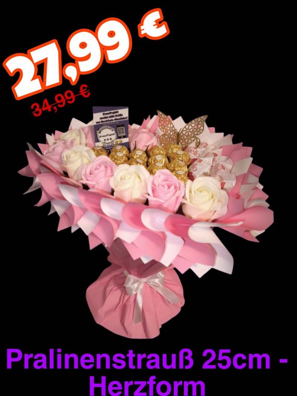 Pralinenstrauß 25cm - Herzform