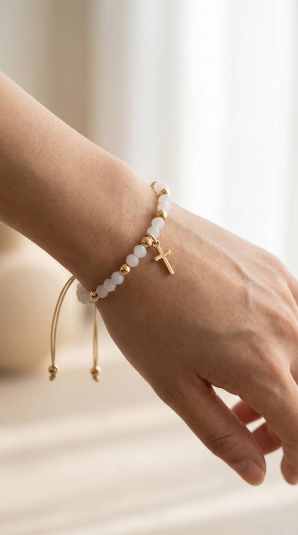 Armband Goud Wit Kruisje