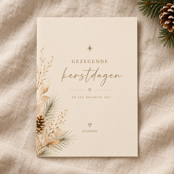 Kerstkaart Gezegende Kerstdagen Beige