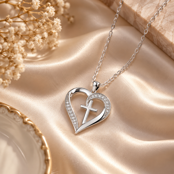 Ketting Zilveren Hart & Kruis Luxe