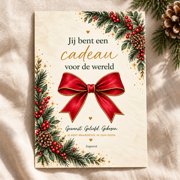 Kerstkaart Rood. Jij bent een cadeau.