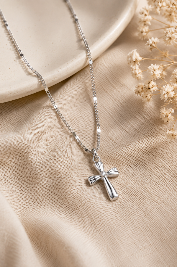 Ketting Kruis met steentje