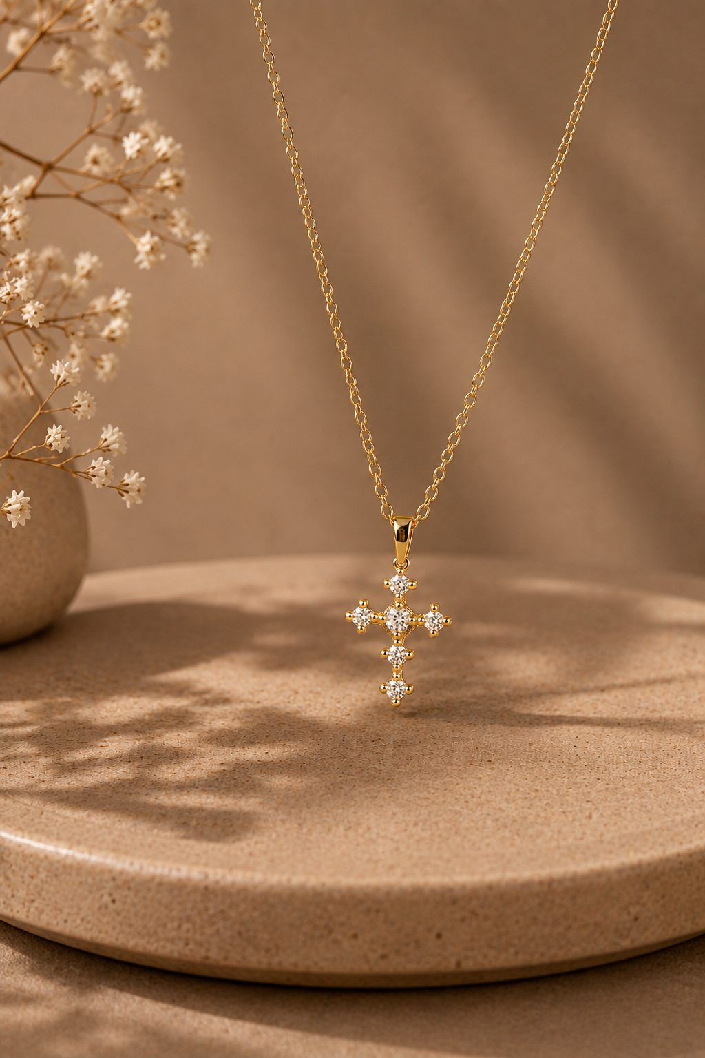 Ketting Minimalistisch Kruis met Steentjes