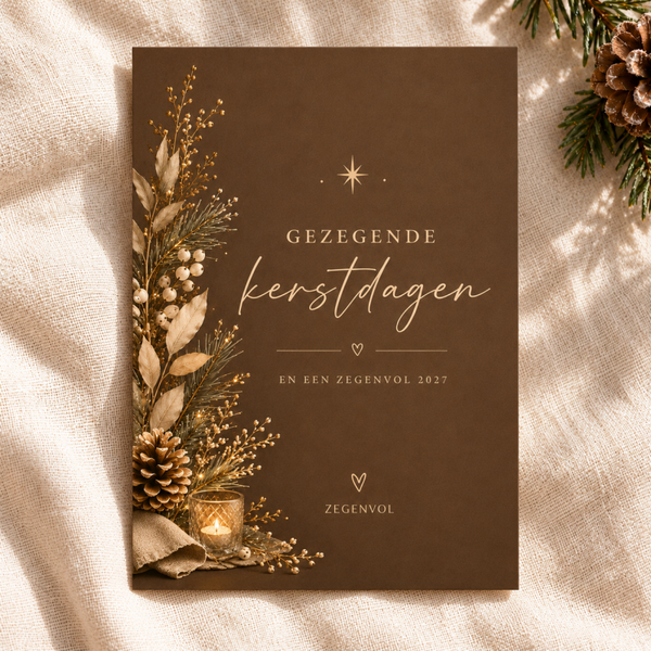 Kerstkaart Gezegende Kerstdagen Bruin