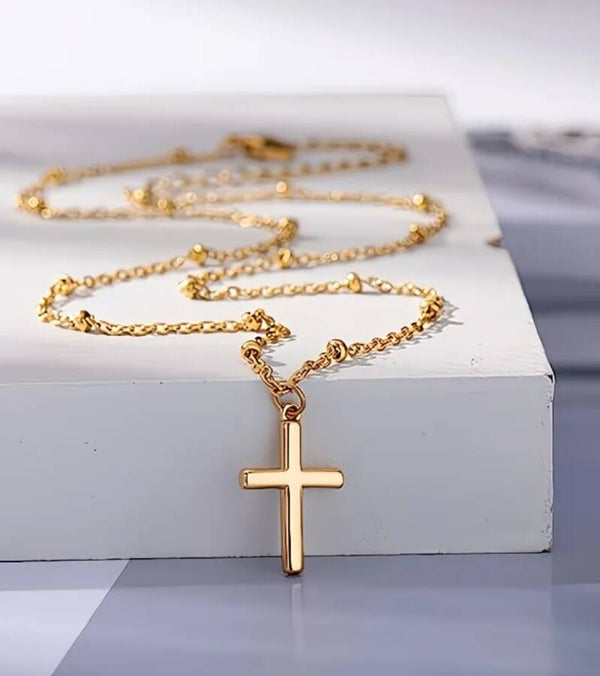 Dames kruis bolletjes ketting Goud & Zilver