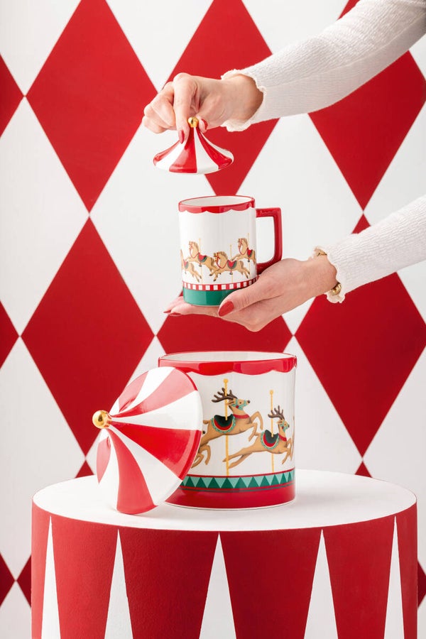 Mok + Deksel Draaimolen Dolomiet Meerkleurig