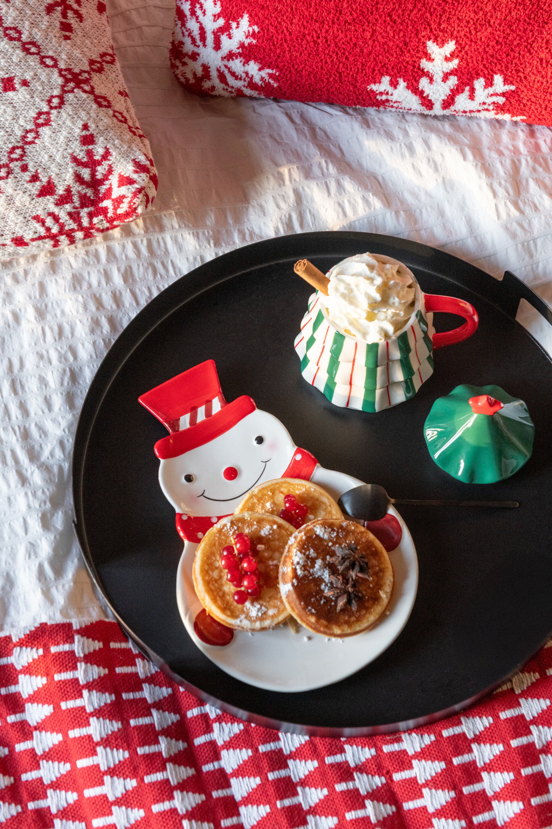 Bord Sneeuwpop Dolomiet Kerstrood/Wit