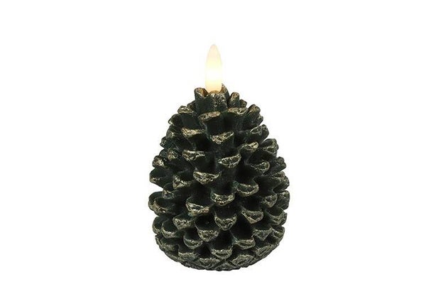 LED Kaars Dennenappel Lyon S groen-7x7x11,5CM