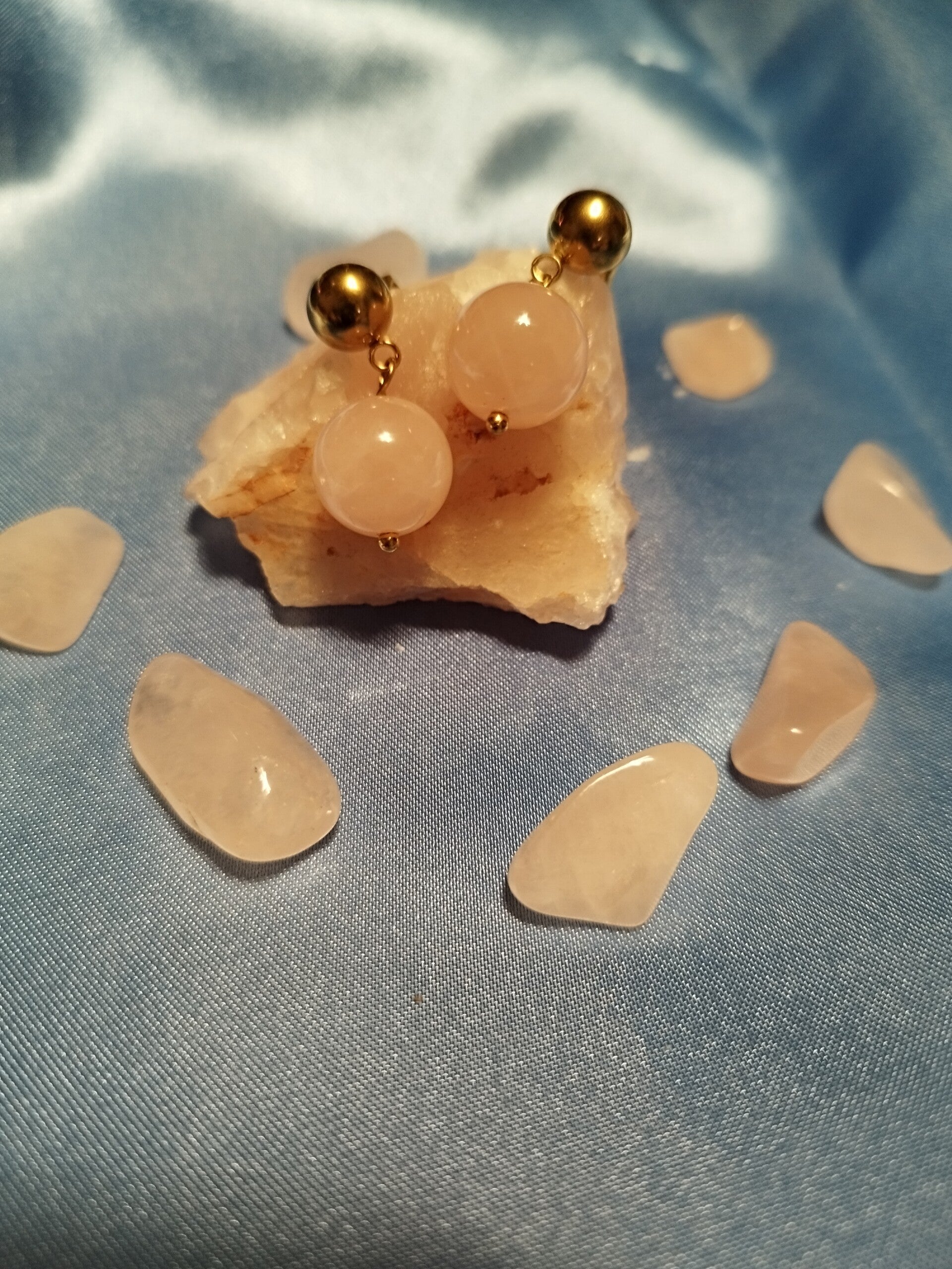 Boucles d'oreilles Quartz rose