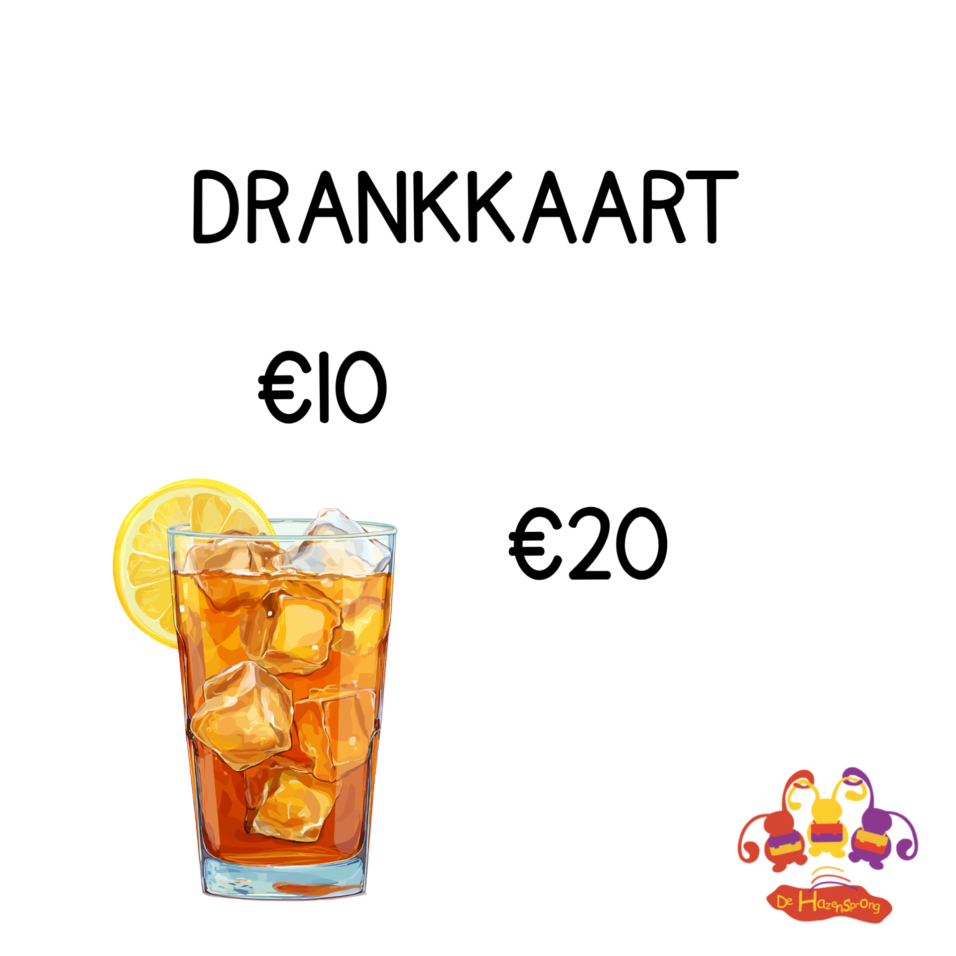 Drankkaart 10 euro/ 20 euro