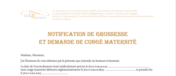 Modèle de Lettre : Notification de Grossesse et Congé Maternité (avec Décharge)