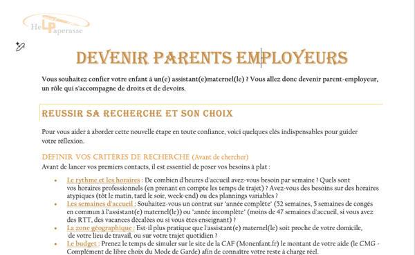 Devenir Parent-Employeur en toute sérénité