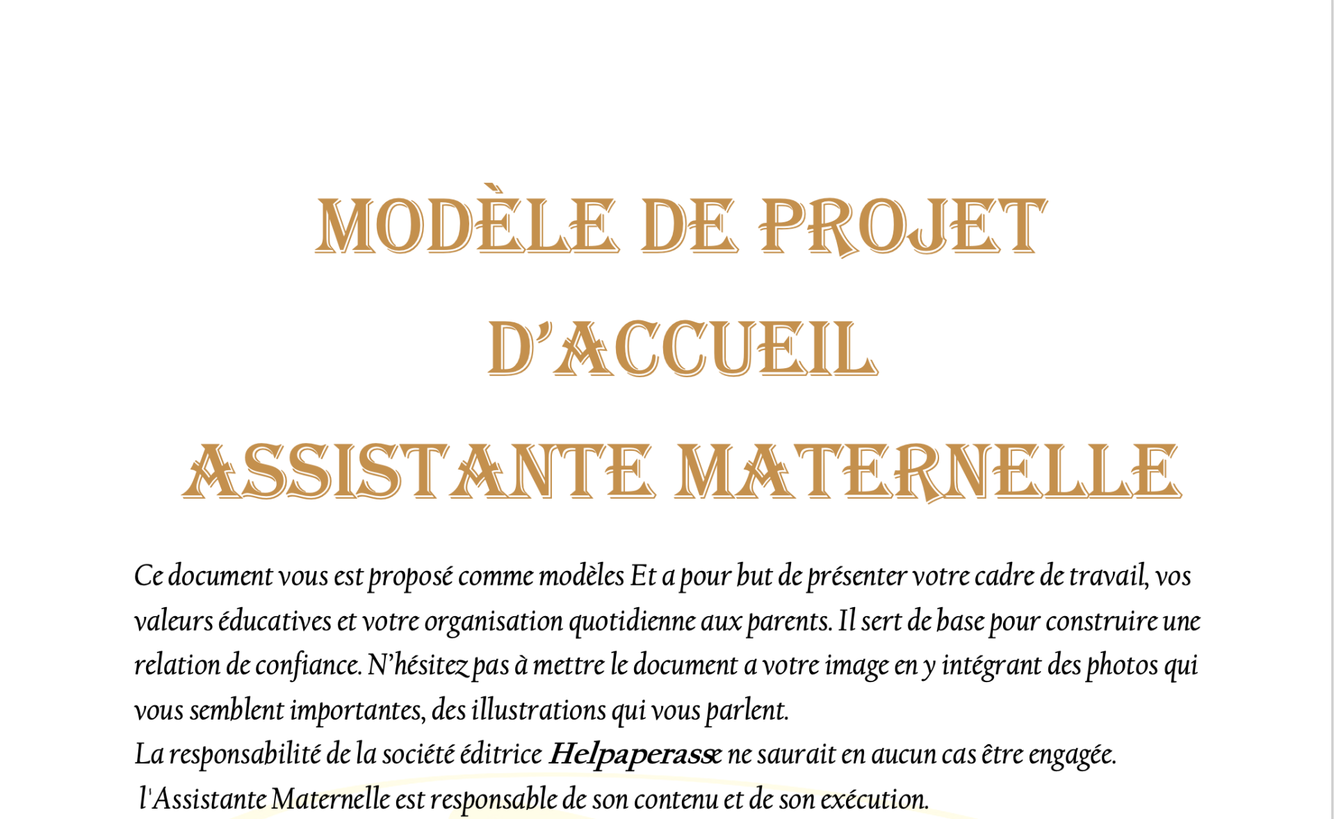 Projet d’Accueil pour Assistant(e) Maternel(le)