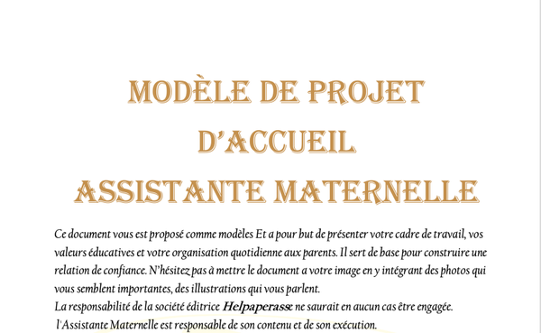 Projet d’Accueil pour Assistant(e) Maternel(le)