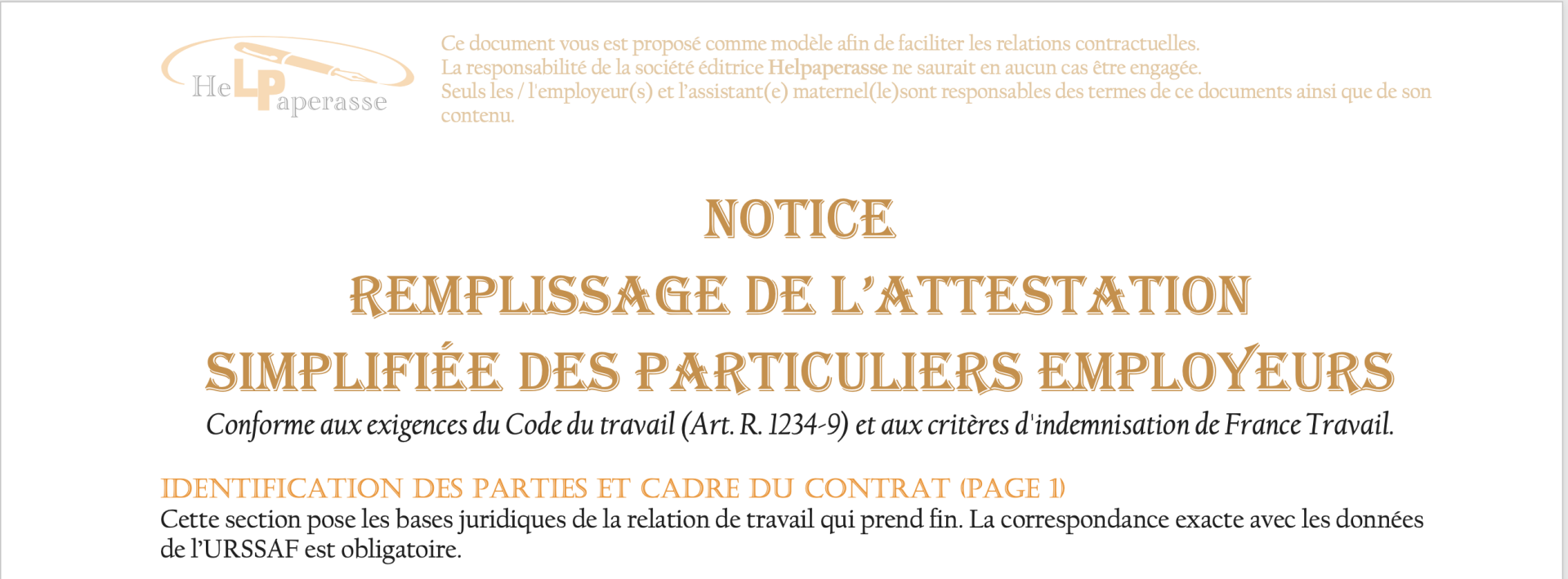 Notice Explicative : Attestation France Travail pour Particulier Employeur