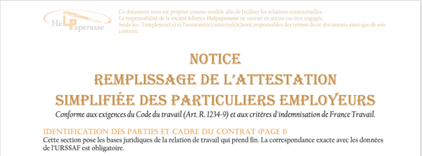 Notice Explicative : Attestation France Travail pour Particulier Employeur