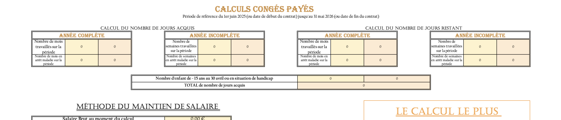 Calculateur d'Indemnités de Congés Payés