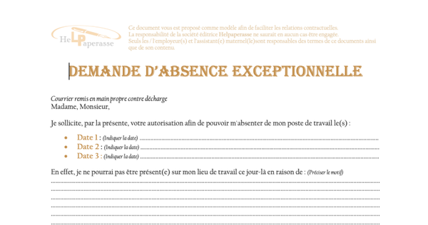 Demande d’Absence Exceptionnelle