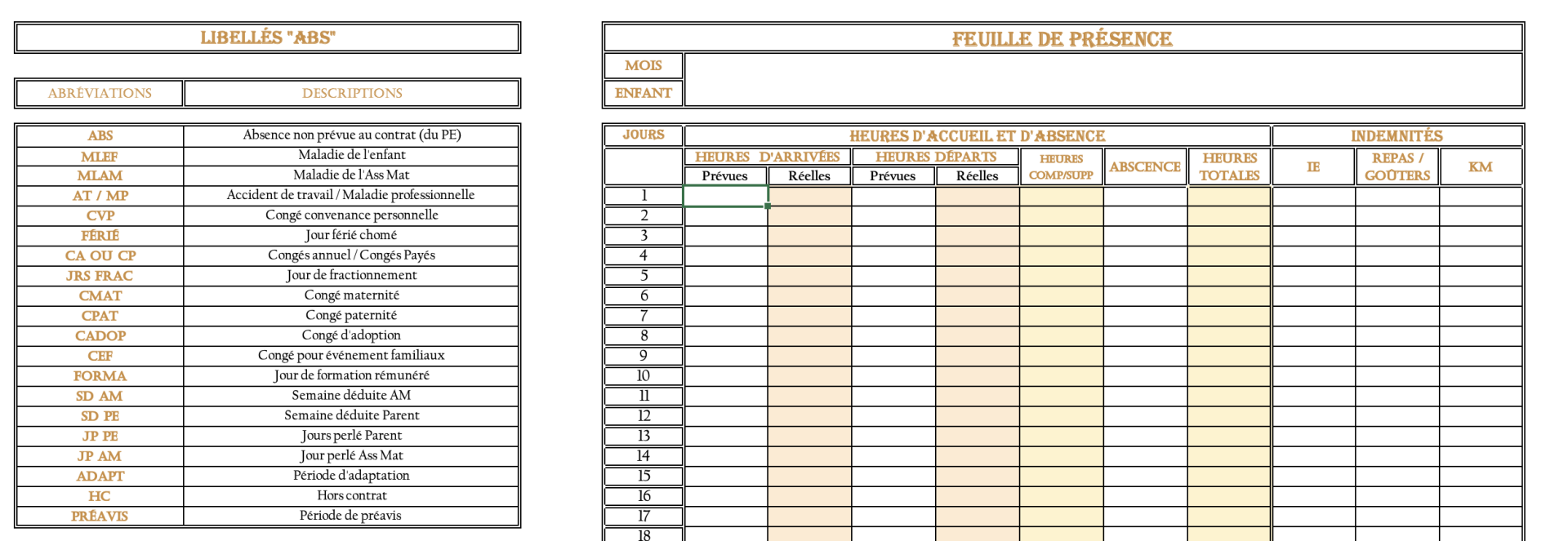 Feuille de présence (automatisé)