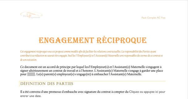 CONTRAT DE TRAVAIL (service)