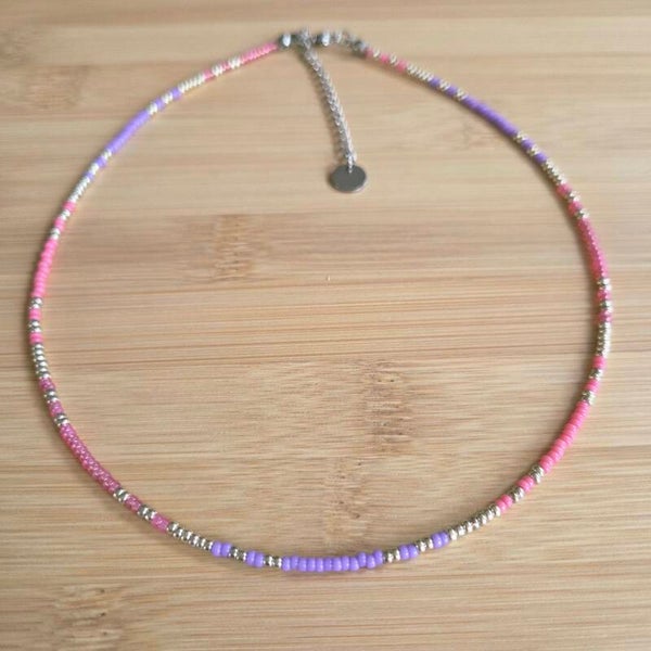 Pink & Purple Necklace Silver