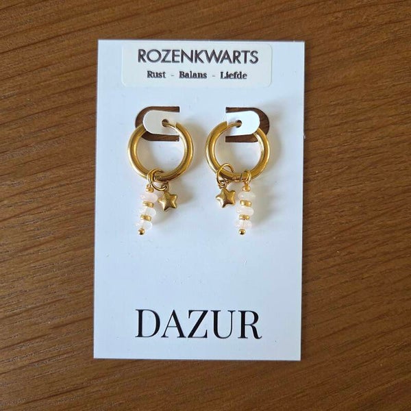 Rosequartz Hoops Gold