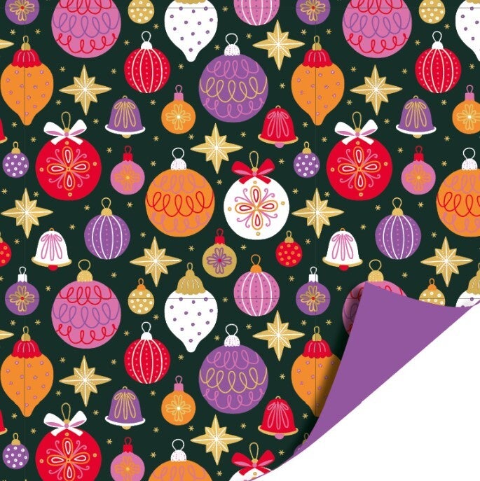 Cadeaupapier Kerstballen Ornamenten kleurrijk