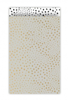 Cadeauzakjes M - Dots grijs/ goud/ zwart/ wit