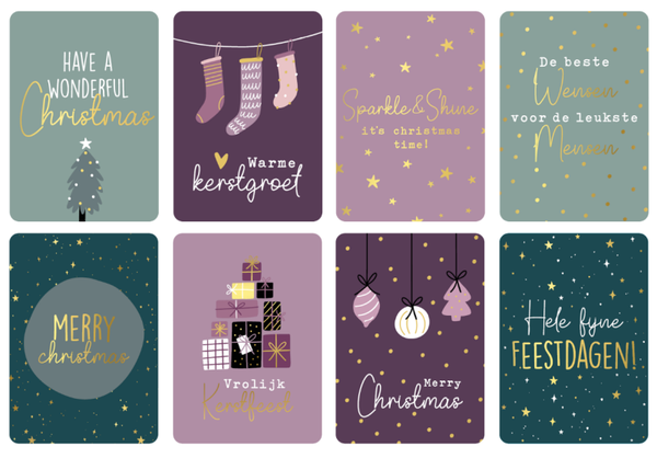 Set kerstkaarten - 8 stuks