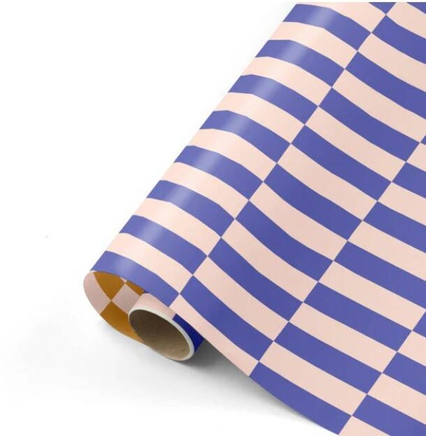 Inpakpapier 50 cm - Colorblocking blauw/ goud