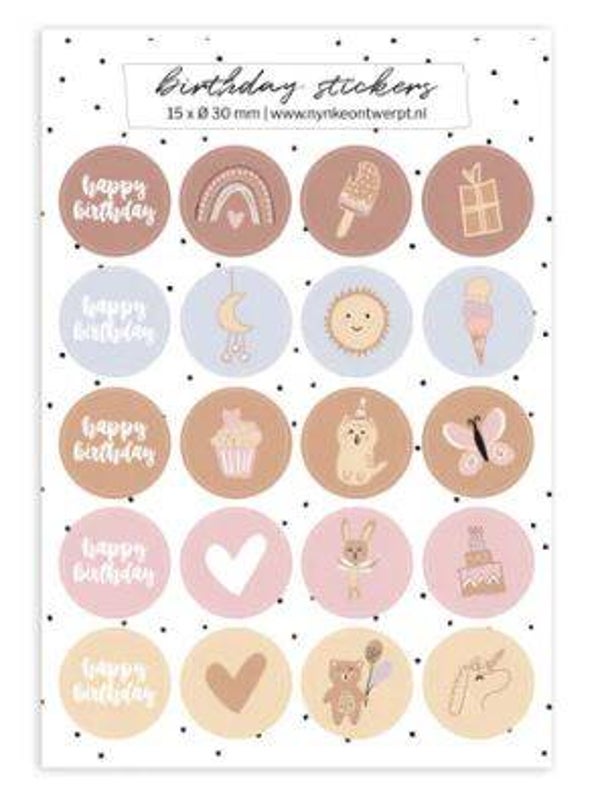 Stickervel verjaardag meisje