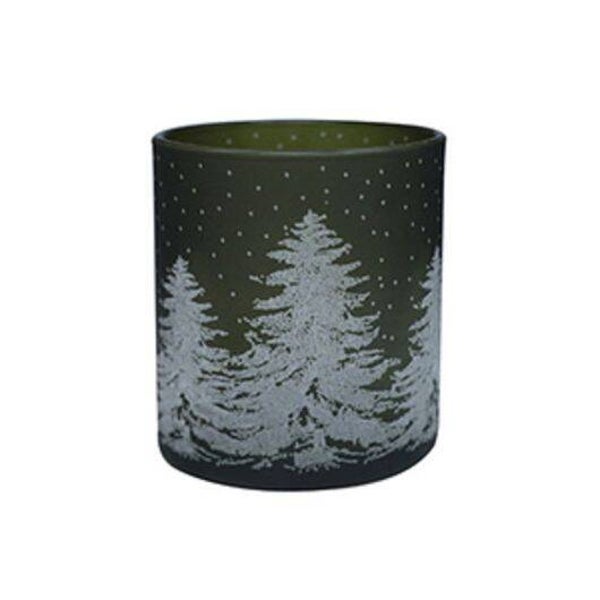Tealight Holder Tree D7 H8cm Green/White