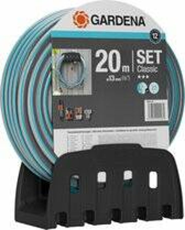 Gardena Classic slang 1/2", 20m + arm + wandhouder