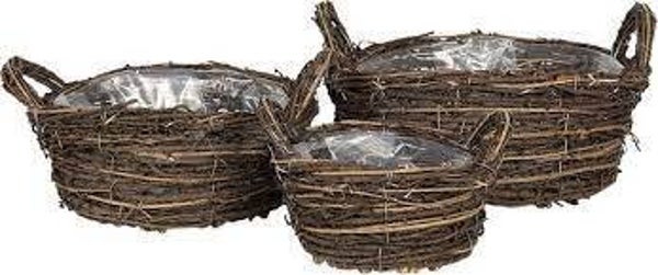 CLAYRE & EEF BLOEMPOTTEN SET VAN 3 Ø 32X13 CM BRUIN HOUT