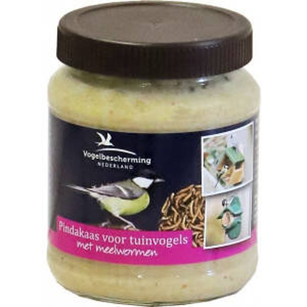 Pindakaas met meelwormen voor tuinvogels