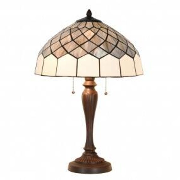 Tiffany Tafellamp Ø 40x58 cm Grijs Glas Tiffany Bureaulamp