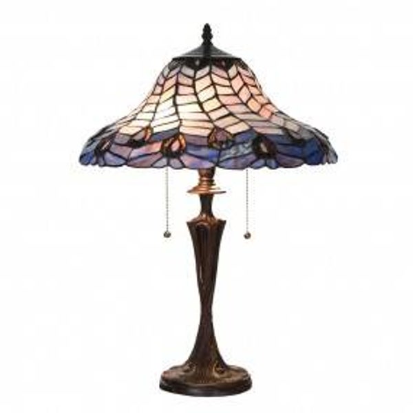 Tiffany Tafellamp Ø 40x60 cm Blauw Paars Glas Tiffany Bureaulamp