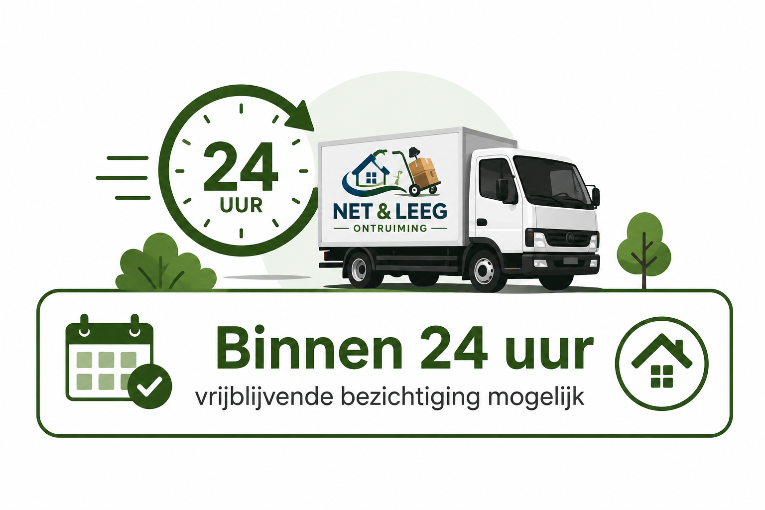 Binnen 24 uur een vrijblijvende intake voor woningontruiming