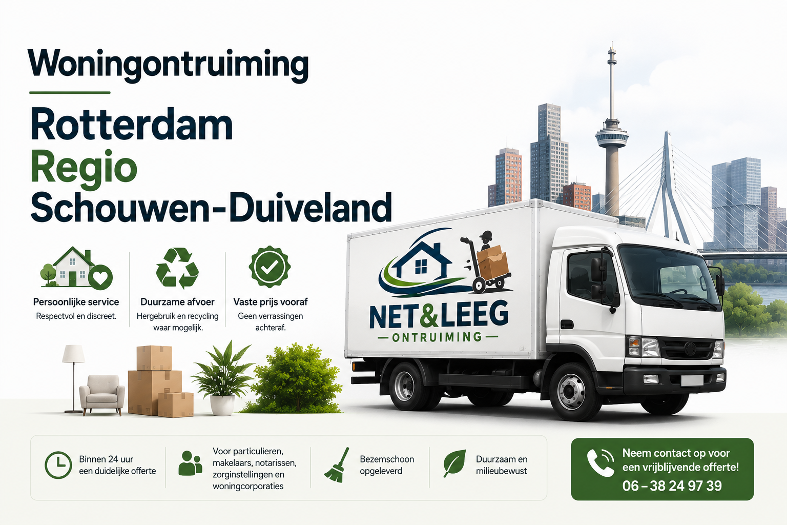 Woningontruiming in Rotterdam en regio door Net & Leeg Ontruiming