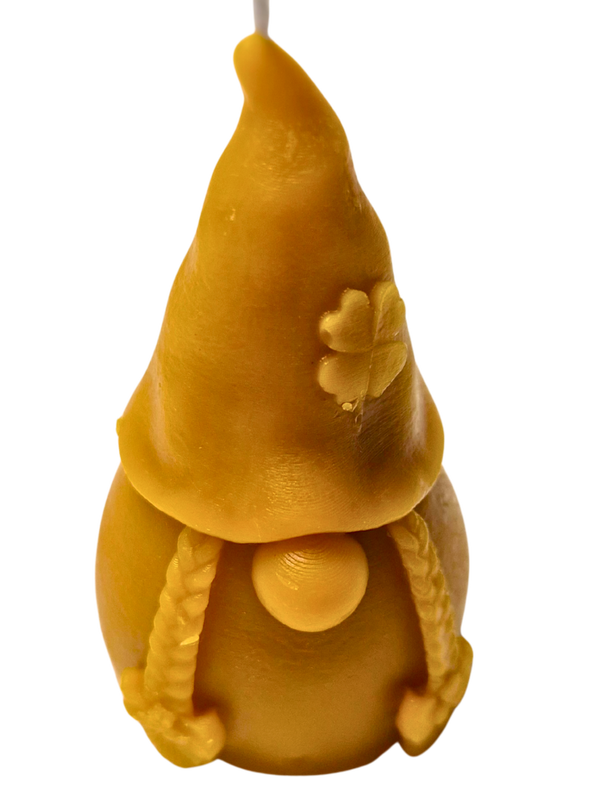 Bougie en cire d'abeille gnome de Noël