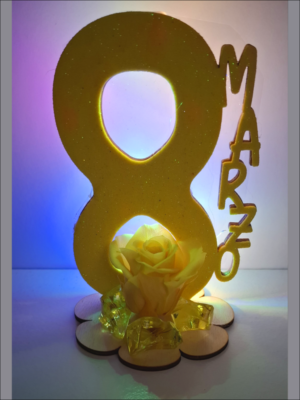 8 Marzo con Rosa Stabilizzata Led