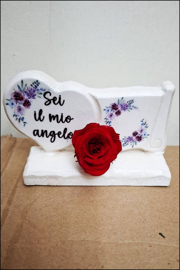 Cuore in Polvere di Ceramica grande più Rosa Stabilizzata - Scritta Personalizzabile